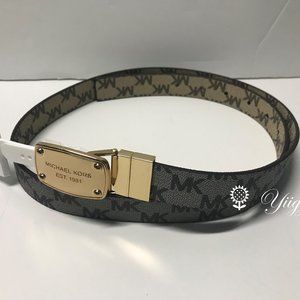🐼 Michael Kors 🐼 Medium 🐼 MK Signature Reversible Belt Grey NEW AUTH 🐼 D19